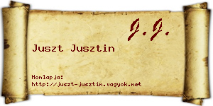 Juszt Jusztin névjegykártya